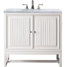 Athens 36" Free Standing Single Wood Vanity Set with Marble Top