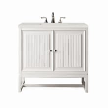 Athens 36" Single Basin Poplar Wood Vanity Set with 3cm Lime Delight Silestone Quartz Vanity Top, Rectangular Sink, USB Port and Electrical Outlet