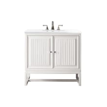 Athens 36" Free Standing Single Basin Vanity Set with Wood Cabinet and 3cm Quartz Vanity Top