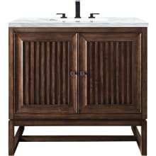Athens 36" Free Standing Single Wood Vanity Set with Solid Surface Top