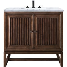 Athens 36" Free Standing Single Wood Vanity Set with Marble Top