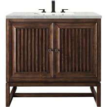 Athens 36" Free Standing Single Wood Vanity Set with Quartz Top