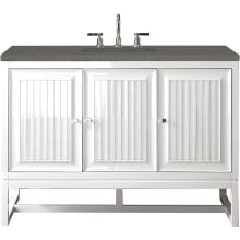 Athens 48" Free Standing Single Wood Vanity Set with Quartz Top