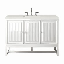 Athens 48" Single Basin Poplar Wood Vanity Set with 3cm Lime Delight Silestone Quartz Vanity Top, Rectangular Sink, USB Port and Electrical Outlet
