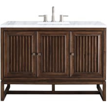 Athens 48" Free Standing Single Wood Vanity Set with Marble Top