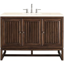 Athens 48" Free Standing Single Wood Vanity Set with Quartz Top