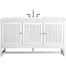 Athens 60" Free Standing Single Wood Vanity Set with Solid Surface Top