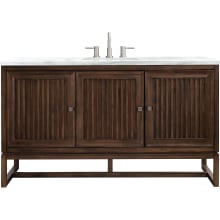 Athens 60" Free Standing Single Wood Vanity Set with Solid Surface Top