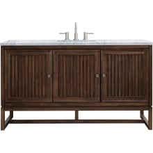Athens 60" Free Standing Single Wood Vanity Set with Marble Top