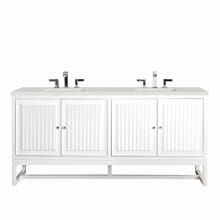 Athens 72" Double Basin Poplar Wood Vanity Set with 3cm Lime Delight Silestone Quartz Vanity Top, Rectangular Sinks, USB Port and Electrical Outlet