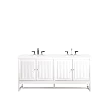 Athens 72" Free Standing Double Basin Vanity Set with Wood Cabinet and 3cm Quartz Vanity Top