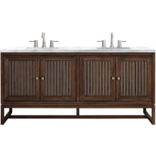 Athens 72" Free Standing Double Wood Vanity Set with Solid Surface Top