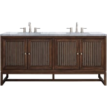 Athens 72" Free Standing Double Wood Vanity Set with Marble Top