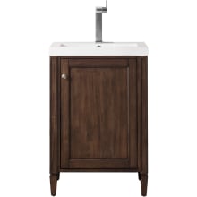 Britannia 24" Single Basin Poplar Wood Vanity Set with 2cm White Glossy Composite Stone Vanity Top and Rectangular Sink