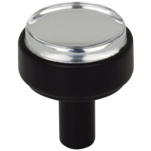 Carmen 1-1/8" Glam Industrial Round Flat Clear Acrylic Mushroom Cabinet Knob / Drawer Knob with Metal Mount