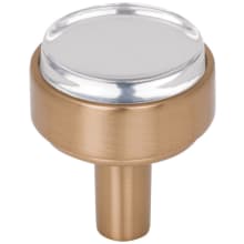 Carmen 1-1/8" Glam Industrial Round Flat Clear Acrylic Mushroom Cabinet Knob / Drawer Knob with Metal Mount