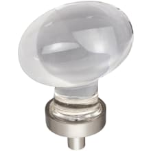 Harlow 1-5/8 Inch Glam Football Egg Glass Oval Cabinet Knob / Drawer Knob