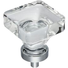 Harlow 1-3/8 Inch Glam Square Glass Cabinet Knob / Drawer Knob