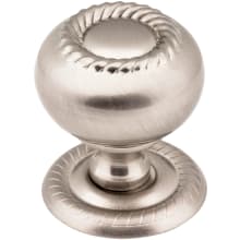 Rhodes 1-1/4 Inch Elegant Classic Rope Trim Round Mushroom Cabinet Knob / Drawer Knob with Base Back Plate and Mounting Hardware