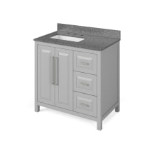 Cade 36" Soft Close Single Sink Bathroom Vanity with Cabinet and Marble or Quartz Vanity Top for 3-Hole Faucets