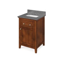 Chatham 24" Free Standing Single Sink Bath Vanity with Cabinet and Marble or Quartz Vanity Top and Soft Close Hinges and Slides