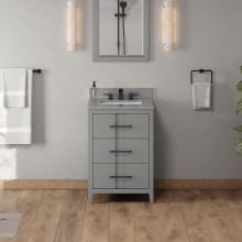 Katara 24" Free Standing Vanity Set with Cabinet and Marble Vanity Top