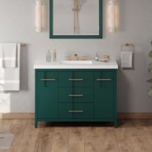 Katara 48" Free Standing Single Bathroom Vanity with Cabinet, Integrated Basin and Marble Vanity Top
