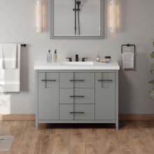 Katara 48" Free Standing Single Bathroom Vanity with Cabinet, Integrated Basin and Marble Vanity Top