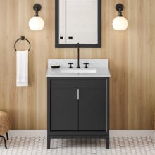 Theodora II 30" Free Standing Vanity Set with Cabinet and Cultured Marble Vanity Top