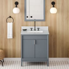 Theodora II 30" Free Standing Vanity Set with Cabinet and Cultured Marble Vanity Top - FINAL SALE