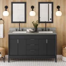 Theodora II 60" Free Standing Vanity Set with Cabinet and Cultured Marble Vanity Top