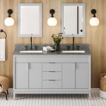 Theodora II 60" Free Standing Vanity Set with Cabinet and Cultured Marble Vanity Top