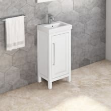 Cade 18" Free Standing Single Soft Close Bath Vanity with Cabinet and Porcelain Sink Top with Single Faucet Hole