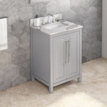 Cade 24" Free Standing Single Sink Soft Close Bath Vanity with Cabinet and Marble or Quartz Vanity Top for 3 Hole Faucet