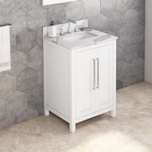 Cade 24" Free Standing Single Sink Soft Close Bath Vanity with Cabinet and Marble or Quartz Vanity Top for 3 Hole Faucet