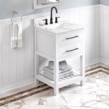 Wavecrest 24" Free Standing Single Sink Coastal Cottage Bath Vanity Soft Close Cabinet with Marble or Quartz Vanity Top