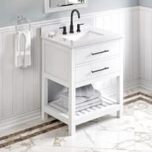 Wavecrest II 30" Free Standing Single Sink Bath Vanity with Marble or Quartz Vanity Top - For 3 Hole Faucets