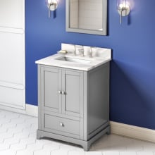 Addington 24" Free Standing Single Sink Bath Vanity with Quartz Top and Backsplash - for 3 Hole Faucet
