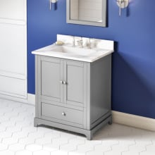 Addington 30" Free Standing Shaker Style Soft Close Single Sink Bathroom Vanity with Quartz Top with Backsplash - for 3 Hole Faucet