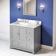 Addington 36" Left Offset Single Sink Bath Vanity with Quartz Top and Backsplash - for 3 Hole Faucet