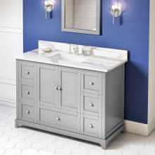 Addington 48" Free Standing Single Sink Bath Vanity with Quartz Top and Backsplash - for 3 Hole Faucet
