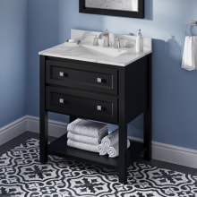 Adler 30" Free Standing Single Sink Bath Vanity with Marble or Quartz Top and Backsplash - For 3 Hole Faucets