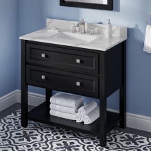Adler 36" Free Standing Single Sink Bath Vanity with Marble or Quartz Top with Backsplash - For 3 Hole Faucet