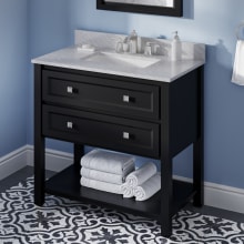 Adler 36" Free Standing Single Sink Bath Vanity with Marble or Quartz Top with Backsplash - For 3 Hole Faucet