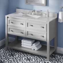 Adler 48" Free Standing Shaker Style Single Sink Soft Close Bathroom Vanity With Marble or Quartz Top - For 3 Hole Faucet