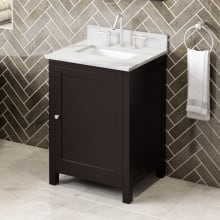 Astoria 24" Free Standing Single Sink Bath Vanity with Marble or Quartz Top and Backsplash - for 3 Hole Faucet