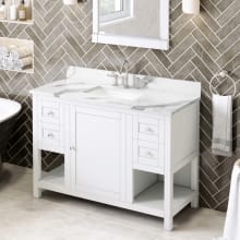 Astoria 48" Free Standing Single Sink Bath Vanity with Marble or Quartz Top and Backsplash - for 3 Hole Faucet