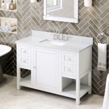 Astoria 48" Free Standing Single Sink Bath Vanity with Marble or Quartz Top and Backsplash - for 3 Hole Faucet