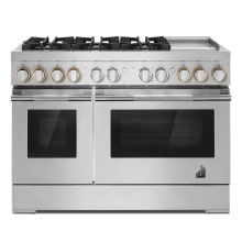 48 Inch Wide 6.3 Cu. Ft. Slide In Dual Fuel Range with Chrome-Infused Griddle and Dual-Stacked PowerBurner