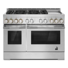 48 Inch Wide 6.3 Cu. Ft. Slide In Gas Range with Chrome-Infused Griddle and Dual-Stacked PowerBurner